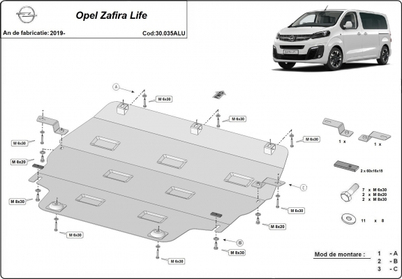 Aluminium  Unterfahrschutz Opel Zafira Life 