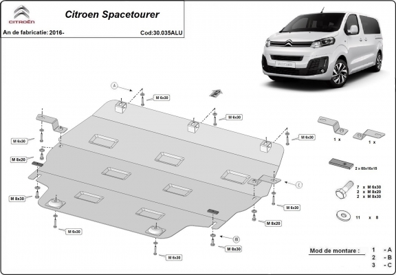 Aluminium  Unterfahrschutz Citroen Spacetourer 