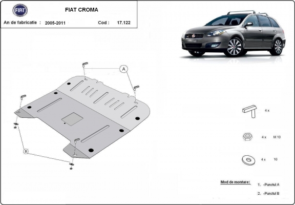 Unterfahrschutz für Motor und Getriebe aus Stahl für    Fiat Croma