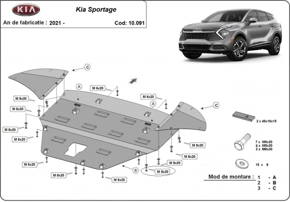 Unterfahrschutz für Motor der Marke Kia Sportage