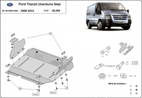 Unterfahrschutz für Motor der Marke Ford Transit - Vorderradantrieb