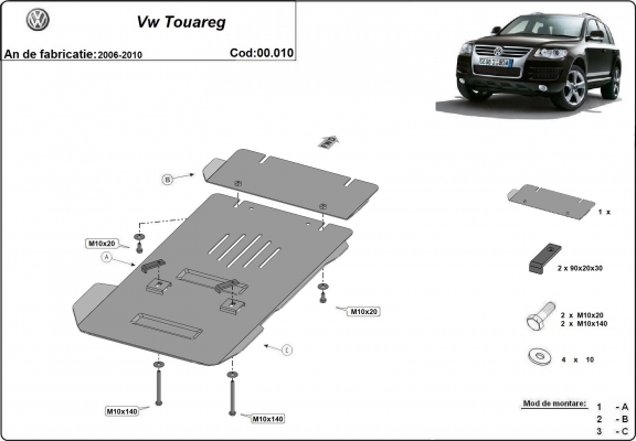 Getriebe Schutz aus Stahl für der Marke Volkswagen Touareg 7L