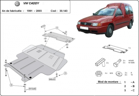 Unterfahrschutz für Motor der Marke Volkswagen Caddy