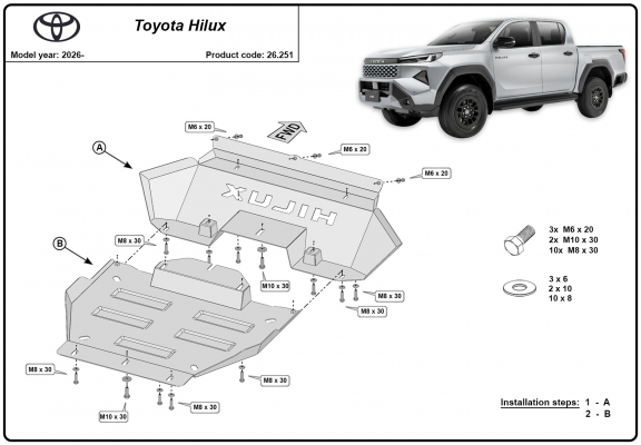 Unterfahrschutz für Motor der Marke Toyota Hilux