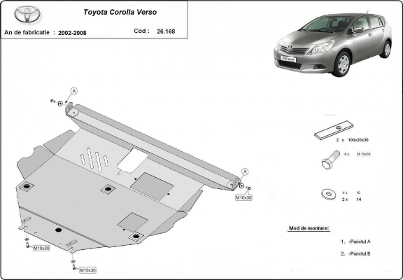 Unterfahrschutz für Motor der Marke Toyota Corolla Verso