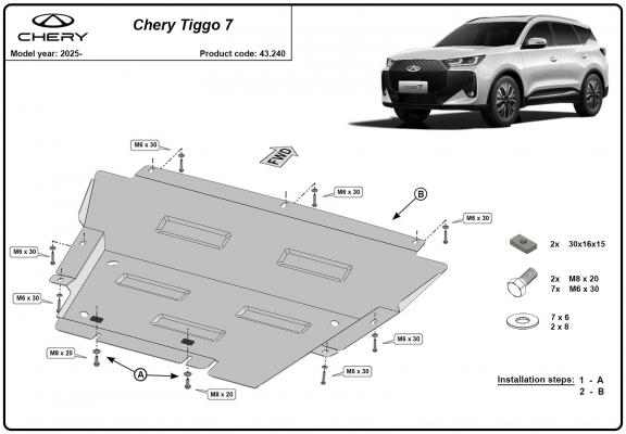 Unterfahrschutz für Motor der Chery Tiggo 7