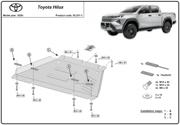 Stahl Getriebe Schutz für Toyota Hilux