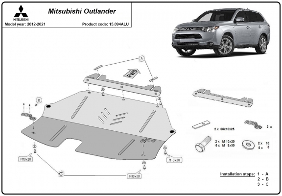 Aluminium Unterfahrschutz für Motor der Marke Mitsubishi Outlander