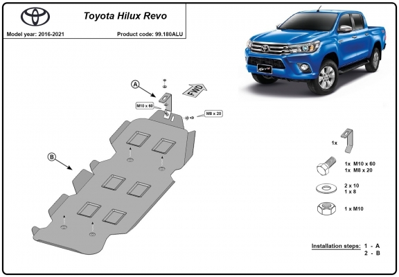 Aluminium schutz für Treibstofftank der Marke  Toyota Hilux Revo