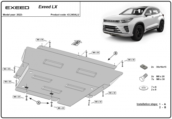 Aluminium Unterfahrschutz für Motor der Marke Exeed LX
