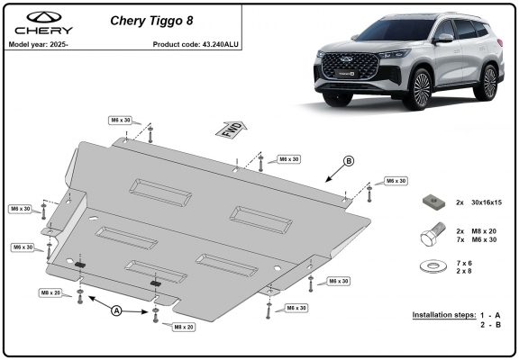 Aluminium Unterfahrschutz für Motor der Marke Chery Tiggo 8