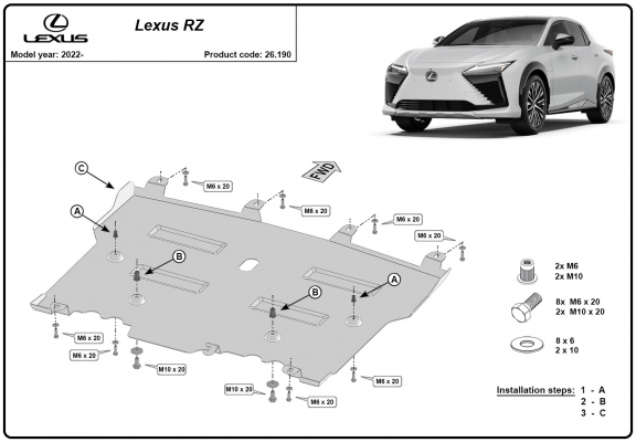 Unterfahrschutz für Motor der Marke Lexus RZ