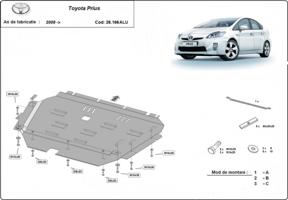 Aluminium Unterfahrschutz für Motor der Marke Toyota Prius