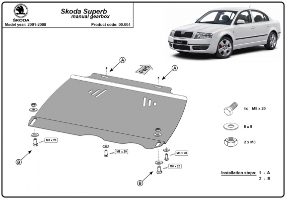 Unterfahrschutz für Schaltgetriebe aus Stahl für   Skoda Superb