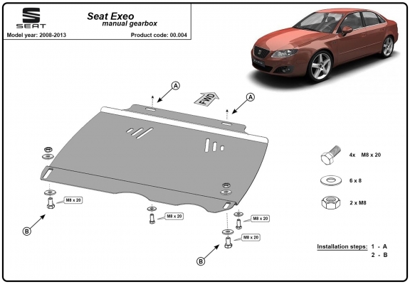 Unterfahrschutz für Schaltgetriebe aus Stahl für   Seat Exeo