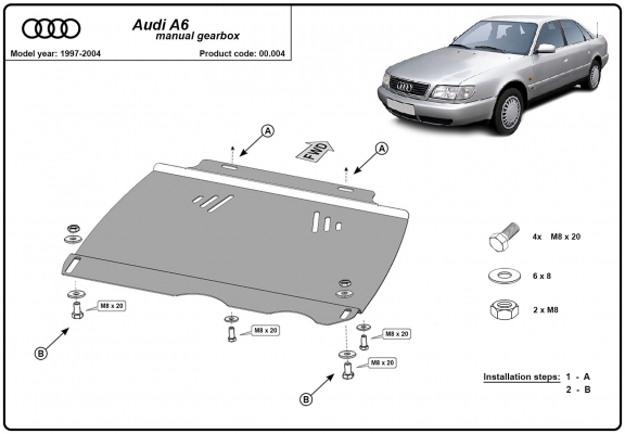Unterfahrschutz für Schaltgetriebe aus Stahl für   Audi A6