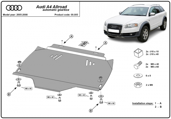 Unterfahrschutz aus Stahl für Automatikgetriebe der Marke Audi A4  B7 All Road