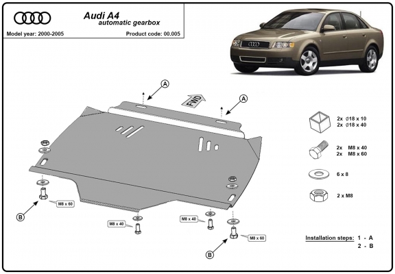 Unterfahrschutz aus Stahl für Automatikgetriebe der Marke Audi A4  B6