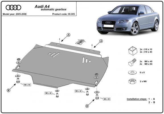 Unterfahrschutz aus Stahl für Automatikgetriebe der Marke Audi A4  B7