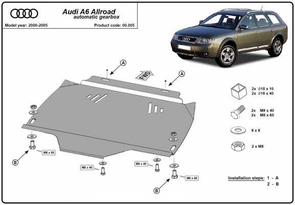 Unterfahrschutz aus Stahl für Automatikgetriebe der Marke Audi Allroad A6