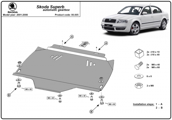 Unterfahrschutz aus Stahl für Automatikgetriebe der Marke Skoda Superb