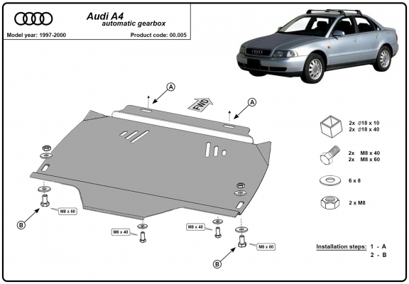 Unterfahrschutz aus Stahl für Automatikgetriebe der Marke Audi A4  B5