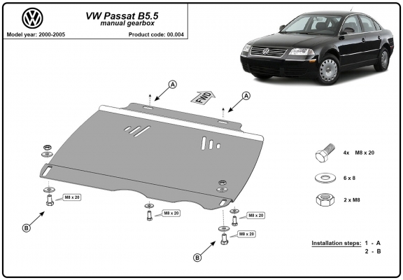 Unterfahrschutz für Schaltgetriebe aus Stahl für   VW Passat B5, B5.5