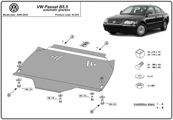 Unterfahrschutz aus Stahl für Automatikgetriebe der Marke VW Passat B5, B5.5
