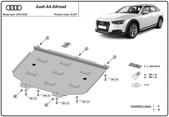 Stahl Getriebe Schutz für  Audi A4 B9 All Road