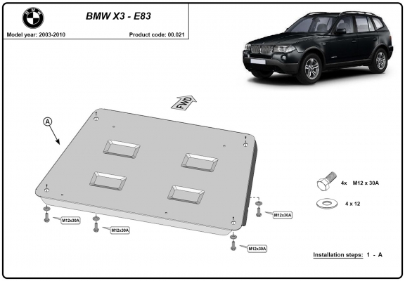 Unterfahrschutz für Motor der Marke  BMW X3 E83