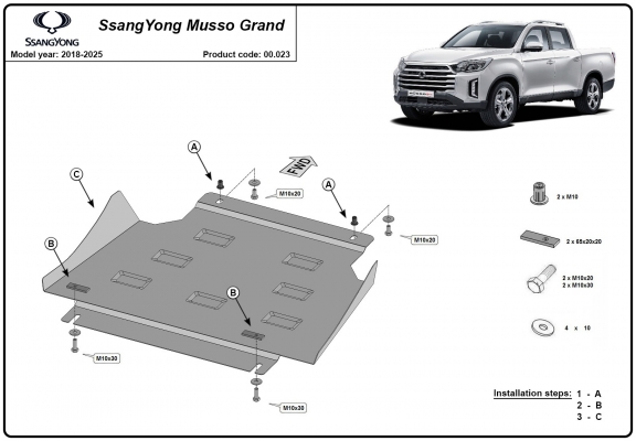 Stahl Getriebe Schutz für Ssangyong Musso Grand