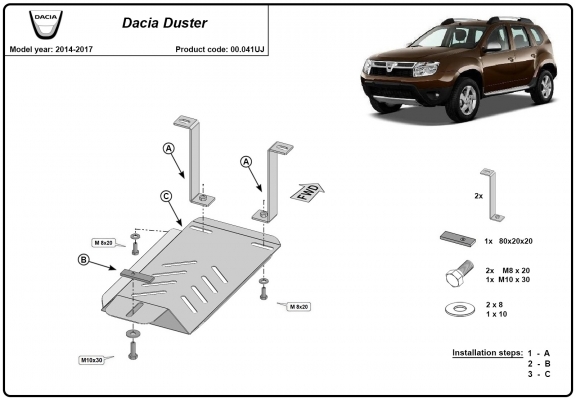 Stahl Differentialschutz für  Dacia Duster 4x4