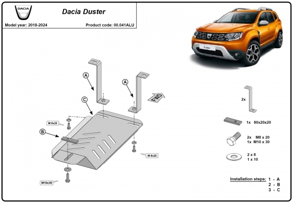 Aluminium Differentialschutz für  Dacia Duster 4x4