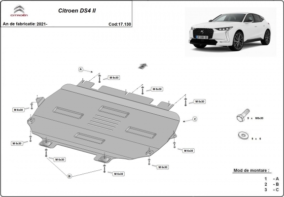 Unterfahrschutz für Motor der Marke Citroen C4