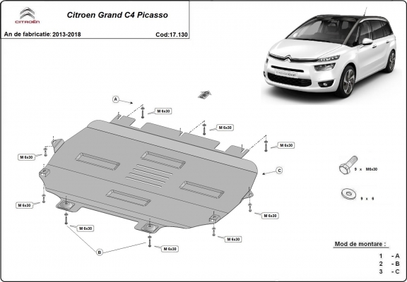 Unterfahrschutz für Motor der Marke Citroen C4
