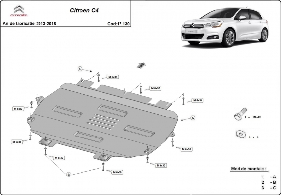 Unterfahrschutz für Motor der Marke Citroen C4