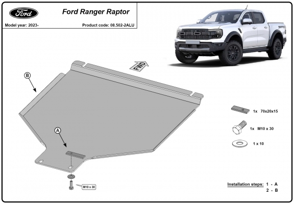 Aluminium Getriebe Schutz für  Ford Ranger Raptor