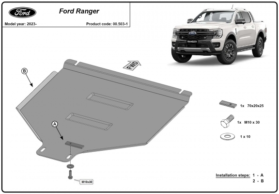 Unterfahrschutz aus Stahl für Automatikgetriebe der Marke Ford Ranger