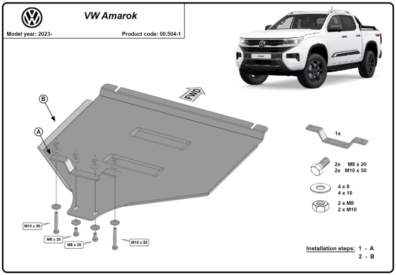 Unterfahrschutz für Schaltgetriebe aus Stahl für Volkswagen Amarok 2