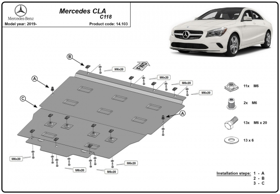 Unterfahrschutz für Motor der Marke Mercedes CLA C118