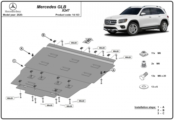 Unterfahrschutz für Motor der Marke Mercedes GLB X247