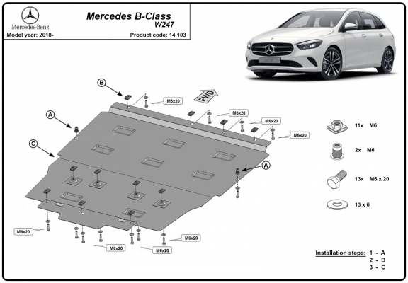 Unterfahrschutz für Motor der Marke Mercedes B-Class W247