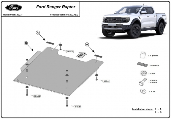Aluminium Unterfahrschutz für Verteilergetriebe Ford Ranger Raptor