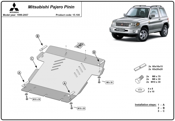 Unterfahrschutz für Motor der Marke Mitsubishi Pajero Pinin